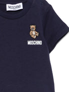 T-shirt per neonati Moschino Kids blu con ricamo orsetto - Rubino Kids