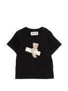 T-shirt per neonati Moschino Kids nera a con stampa Teddy Bear - Rubino Kids