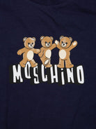 T-shirt per neonati Moschino Kids nera con stampa tre Teddy Bear sul davanti - Rubino Kids