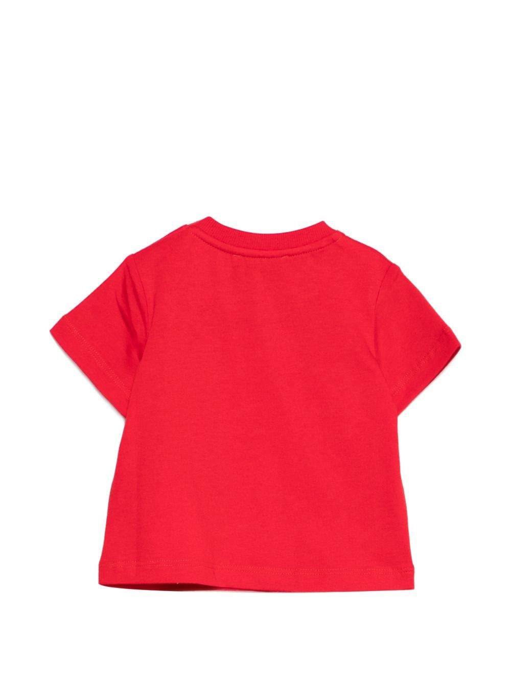T-shirt per neonati Moschino Kids rossa con dettagli in rilievo - Rubino Kids