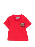 T-shirt per neonati Moschino Kids rossa con dettagli in rilievo - Rubino Kids