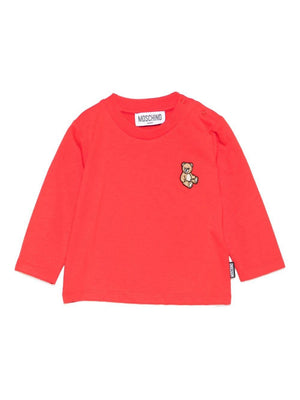 Moschino Kids red baby T-shirt with Teddy Bear motif