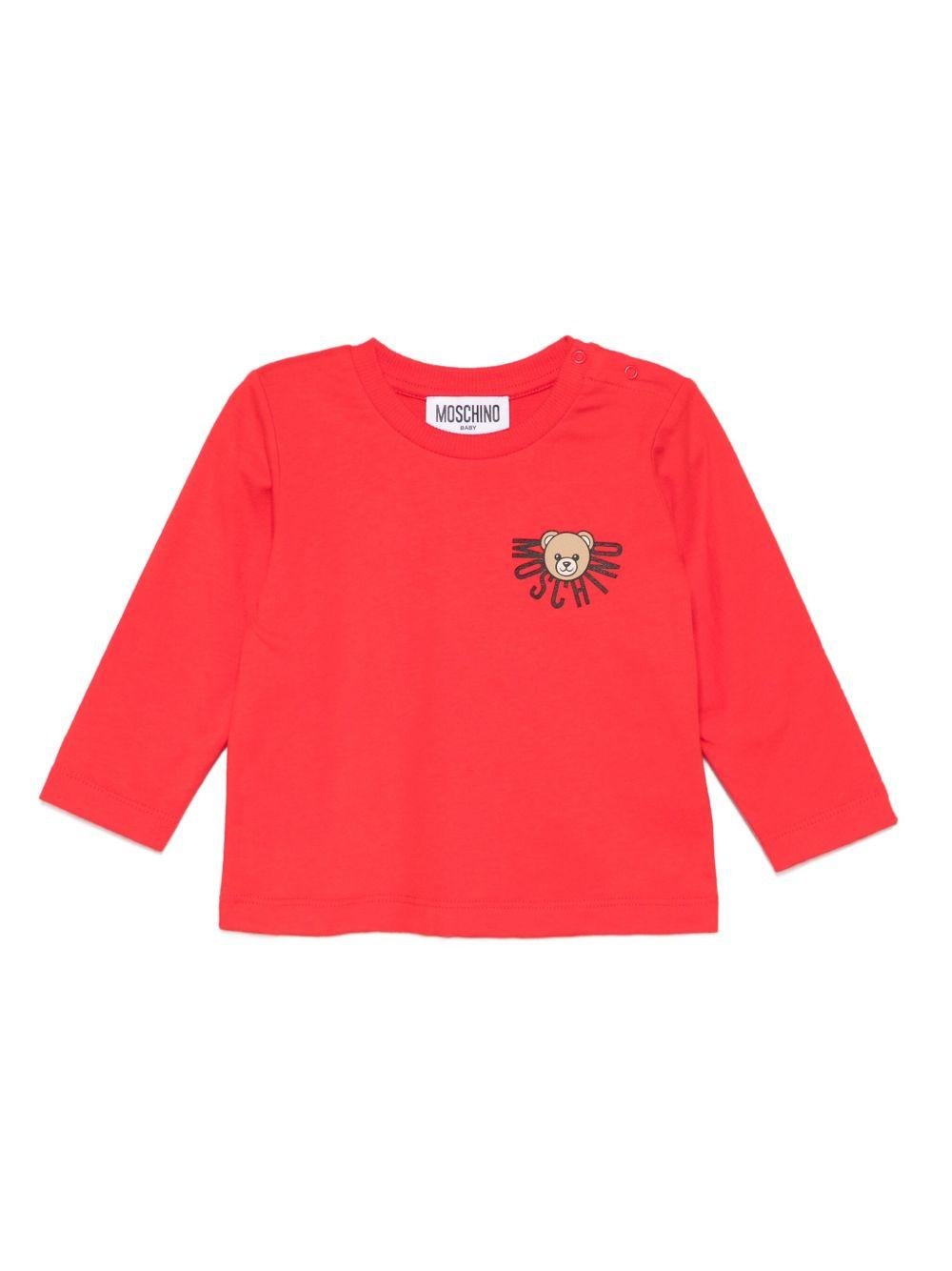 T-shirt per neonati Moschino Kids rosso con motivo Teddy Bear - Rubino Kids