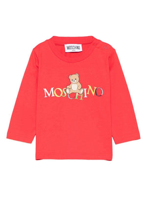 T-shirt per neonati Moschino Kids rosso con stampa logo