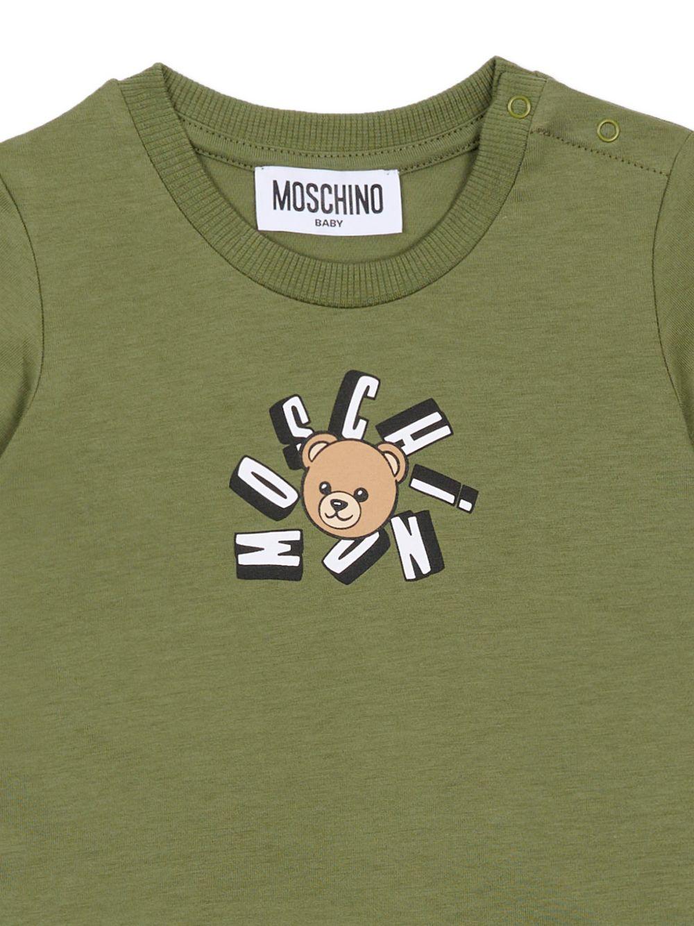 T-shirt per neonati Moschino Kids verde con motivo Teddy Bear - Rubino Kids
