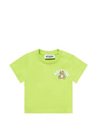 T-shirt per neonati Moschino Kids verde con stampa Teddy Bear sul davanti - Rubino Kids
