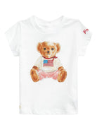 T-shirt per neonati Polo Ralph Lauren Kids bianca con stampa Polo Bear - Rubino Kids