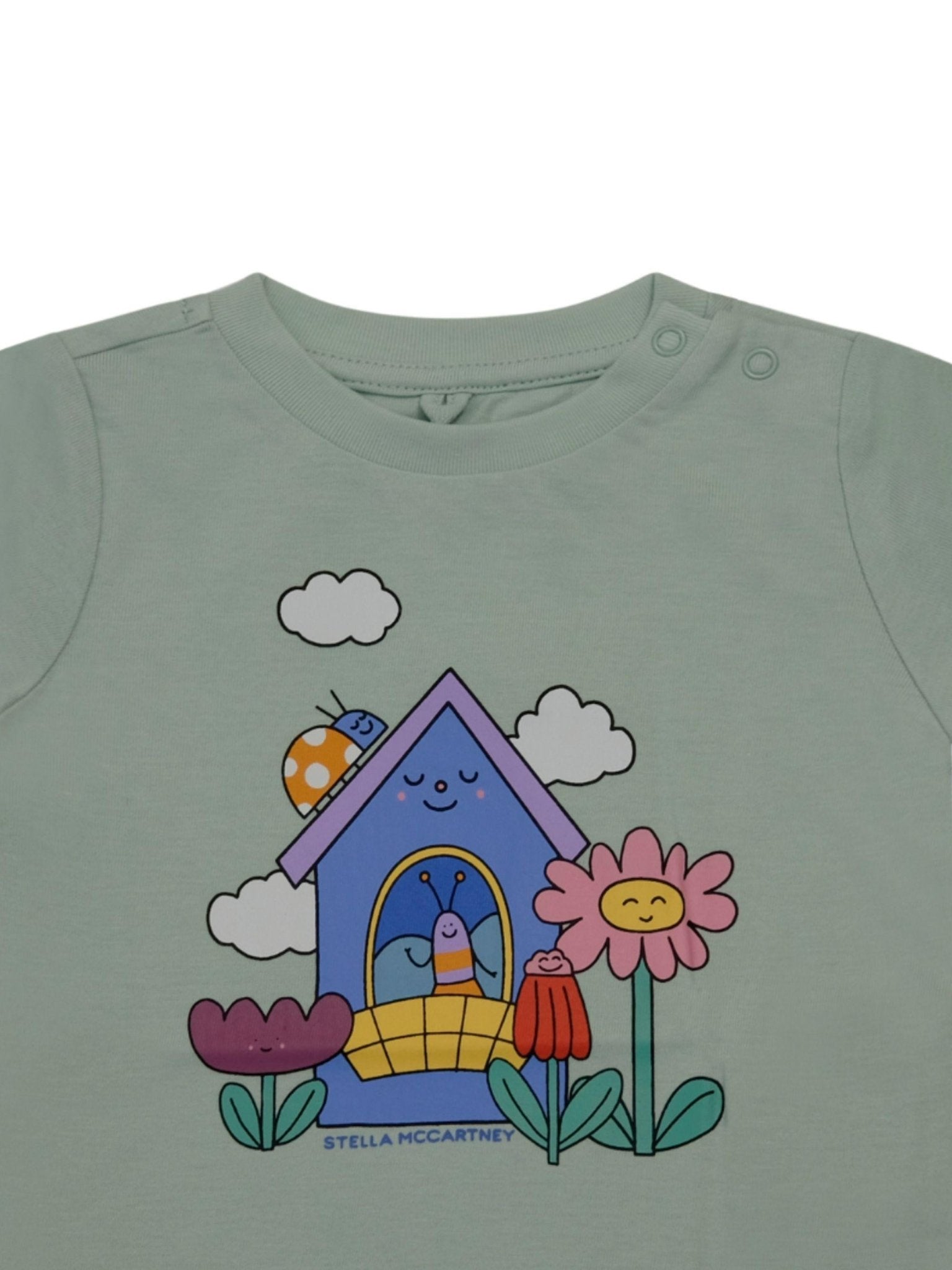 T-shirt per neonati Stella McCartney Kids verde con stampa grafica sul davanti - Rubino Kids