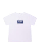 T-shirt per neonato Balmain Kids bianca con logo sul davanti - Rubino Kids
