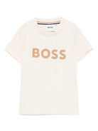 T-shirt per neonato Boss Kids beige con stampa con logo - Rubino Kids
