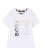 T-shirt per neonato Boss Kids bianca con stampa logo sul davanti - Rubino Kids