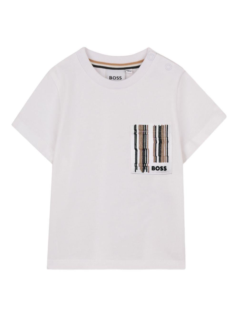 T-shirt per neonato Boss Kids bianca con taschino - Rubino Kids