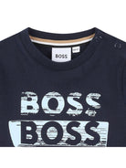 T-shirt per neonato BOSS Kids blu con stampa con logo - Rubino Kids
