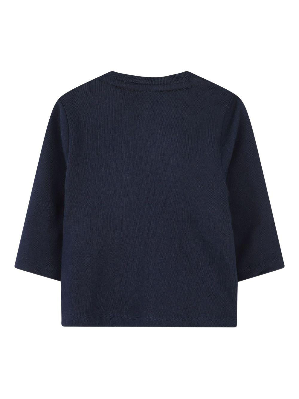 T-shirt per neonato BOSS Kids blu con stampa con logo - Rubino Kids