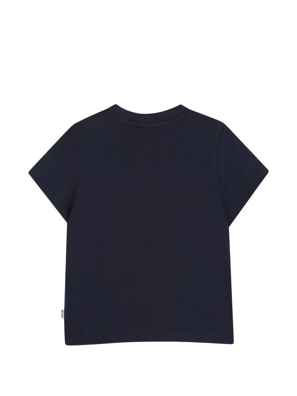 T-shirt per neonato Boss Kids blu con stampa grafica sul davanti - Rubino Kids