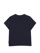 T-shirt per neonato Boss Kids blu con stampa grafica sul davanti - Rubino Kids