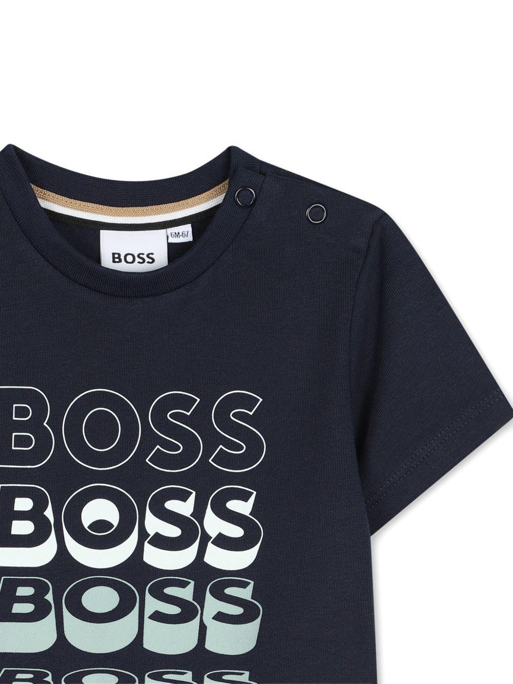 T-shirt per neonato Boss Kids blu navy a girocollo - Rubino Kids