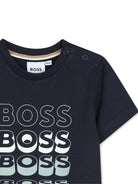 T-shirt per neonato Boss Kids blu navy a girocollo - Rubino Kids