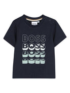 T-shirt per neonato Boss Kids blu navy a girocollo - Rubino Kids