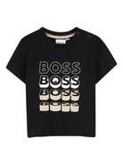 T-shirt per neonato Boss Kids nero con stampa grafica sul davanti - Rubino Kids