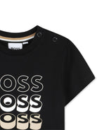 T-shirt per neonato Boss Kids nero con stampa grafica sul davanti - Rubino Kids