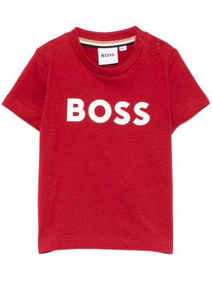 Boss Kids red baby T-shirt with logo print