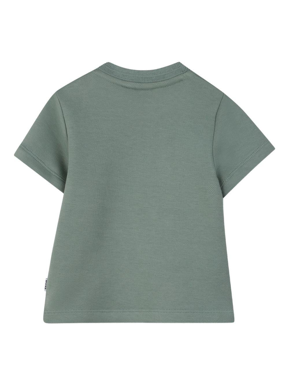 T-shirt per neonato Boss Kids verde con stampa logo sul davanti - Rubino Kids