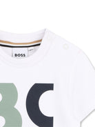 T-shirt per neonato Boss Kidswear bianco con logo sul davanti - Rubino Kids
