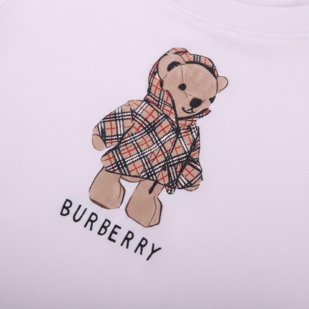 T-shirt per neonato Burberry Kids bianca con stampa bear - Rubino Kids