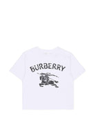 T-shirt per neonato Burberry Kids bianca con stampa Equestrian Knight - Rubino Kids