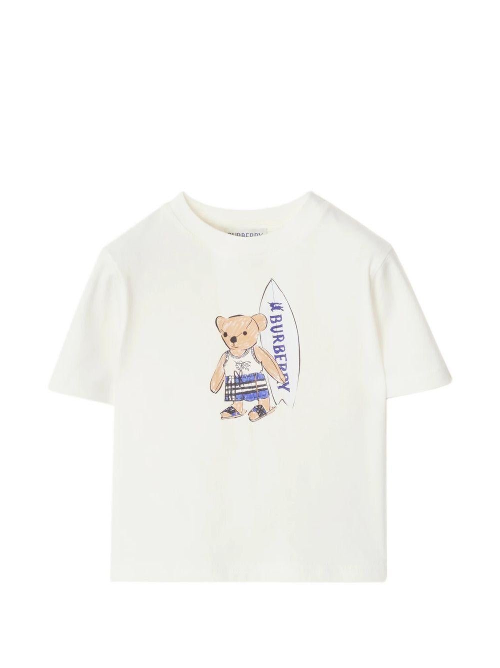 T-shirt per neonato Burberry Kids bianca con stampa grafica - Rubino Kids