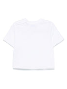 T-shirt per neonato Burberry Kids bianco in cotone con toppa con logo sul davanti - Rubino Kids