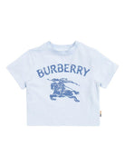 T-shirt per neonato Burberry Kids blu con stampa logo sul davanti - Rubino Kids