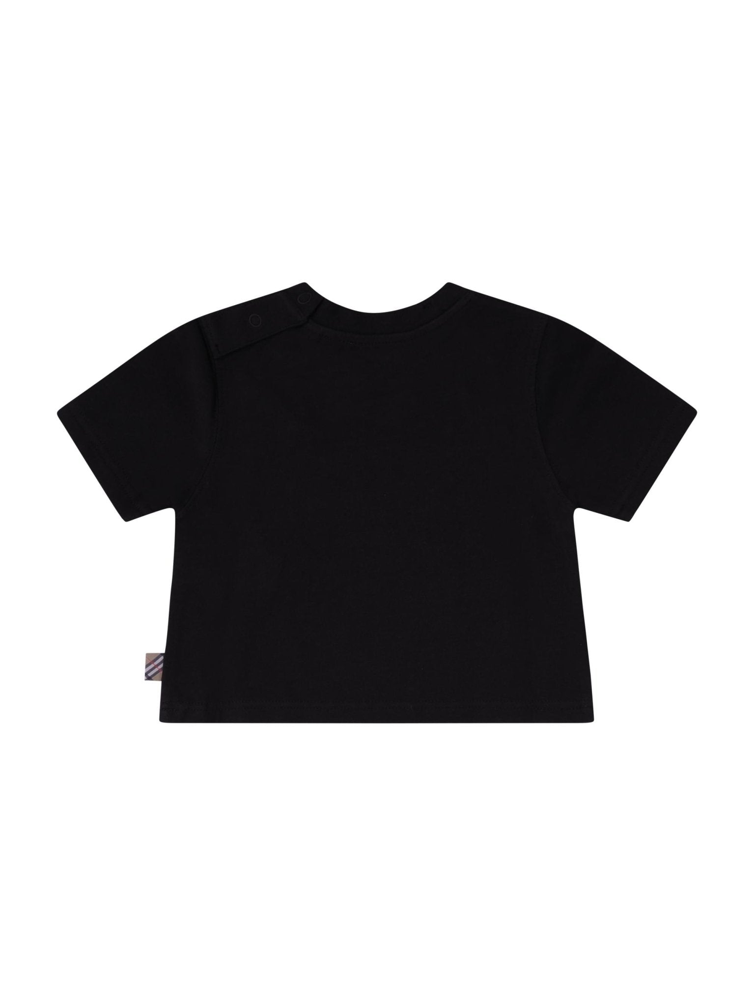 T-shirt per neonato Burberry Kids Equestrian Knight Design nero con stampa logo - Rubino Kids