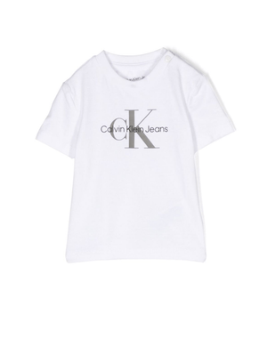 T-shirt per neonato Calvin Klein Kids bianco con stampa logo sul davanti