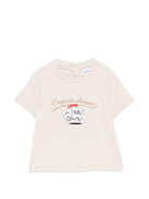 T-shirt per neonato Emporio Armani Kids beige con stampa pallina da tennis - Rubino Kids