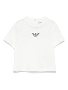 T-shirt per neonato Emporio Armani Kids bianca con logo aquila sul davanti - Rubino Kids