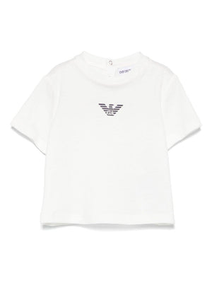 T-shirt per neonato Emporio Armani Kids bianca con logo aquila sul davanti