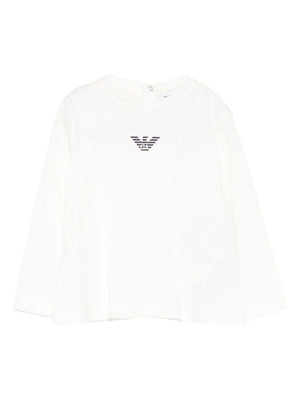 T-shirt per neonato Emporio Armani Kids bianca con logo Aquila sul davanti