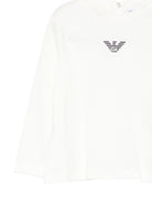 T-shirt per neonato Emporio Armani Kids bianca con logo Aquila sul davanti - Rubino Kids