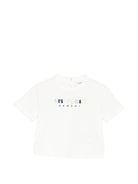 T-shirt per neonato Emporio Armani Kids bianca con logo sul davanti - Rubino Kids