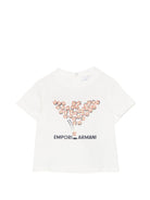 T-shirt per neonato Emporio Armani Kids bianca con stampa grafica con palline da tennis - Rubino Kids