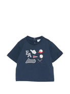 T-shirt per neonato Emporio Armani Kids blu con stampa grafica sul davanti - Rubino Kids