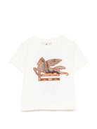 T-shirt per neonato Etro Kids beige con ricamo Pegaso sul davanti - Rubino Kids