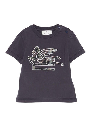 T-shirt per neonato ETRO KIDS blu con motivo Pegaso