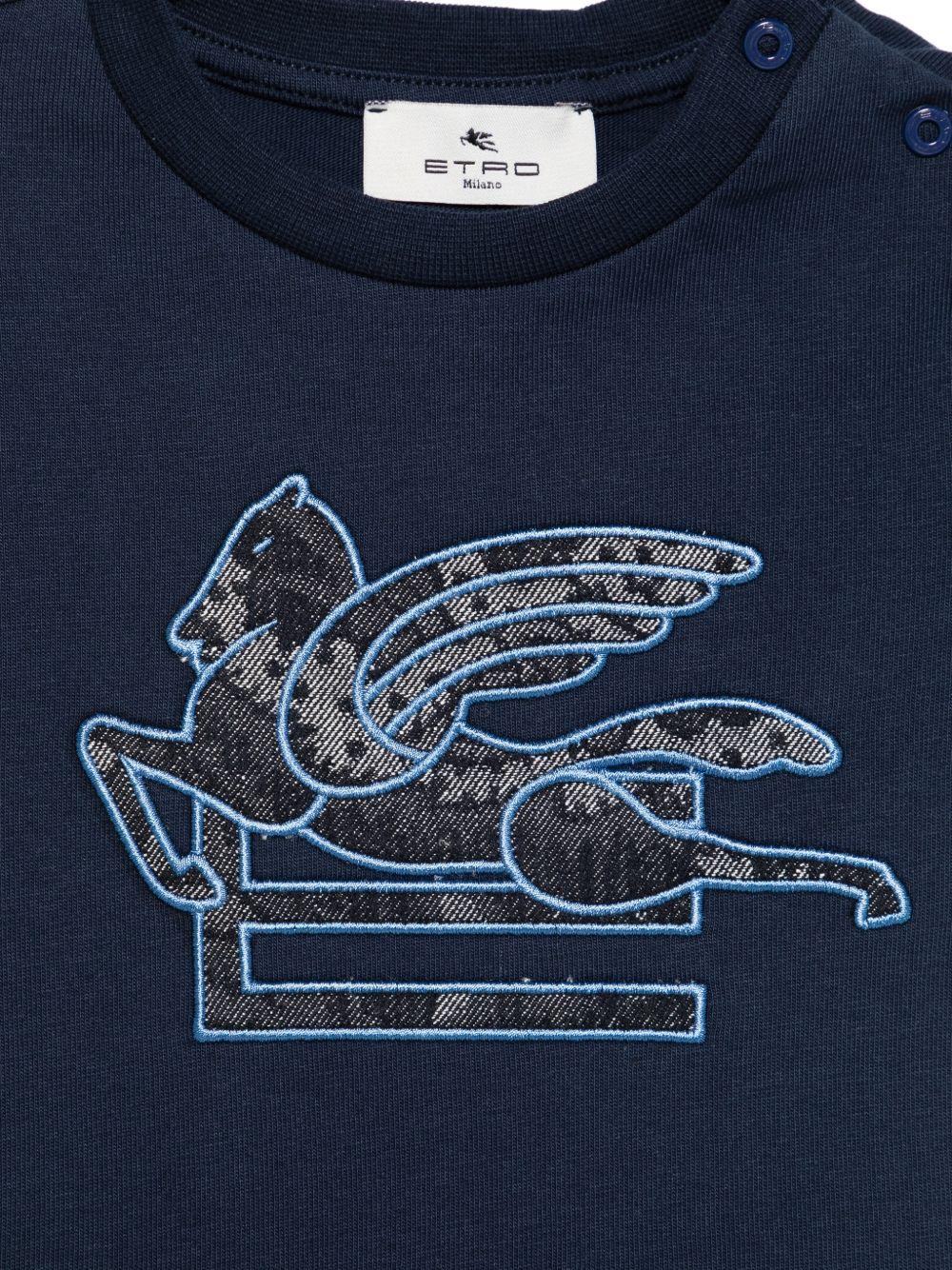 T-shirt per neonato Etro Kids blu con ricamo Pegaso - Rubino Kids