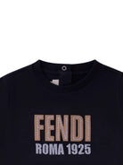 T-shirt per neonato Fendi Kids blu con logo sul davanti - Rubino Kids