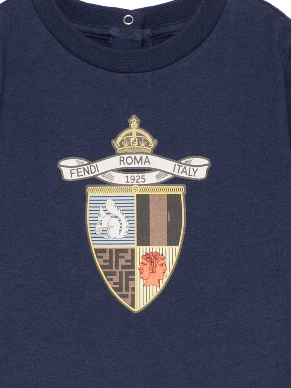 T-shirt per neonato Fendi Kids blu con stampa - Rubino Kids