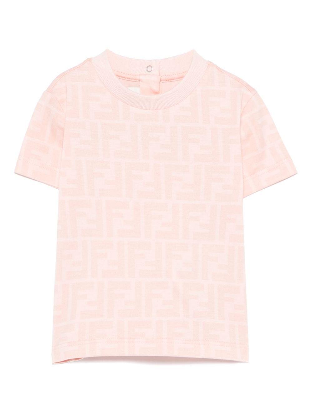 T-shirt per neonato Fendi Kids rosa con stampa FF - Rubino Kids
