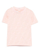 T-shirt per neonato Fendi Kids rosa con stampa FF - Rubino Kids